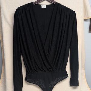 Abercrombie & Fitch Women's Long-Sleeve Draped Deep-V Bodysuit